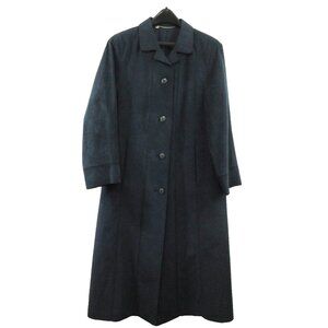 Cyril Creation Suisse Navy Blue Trench Coat Sz 8 Overcoat Faux Suede Germany VTG